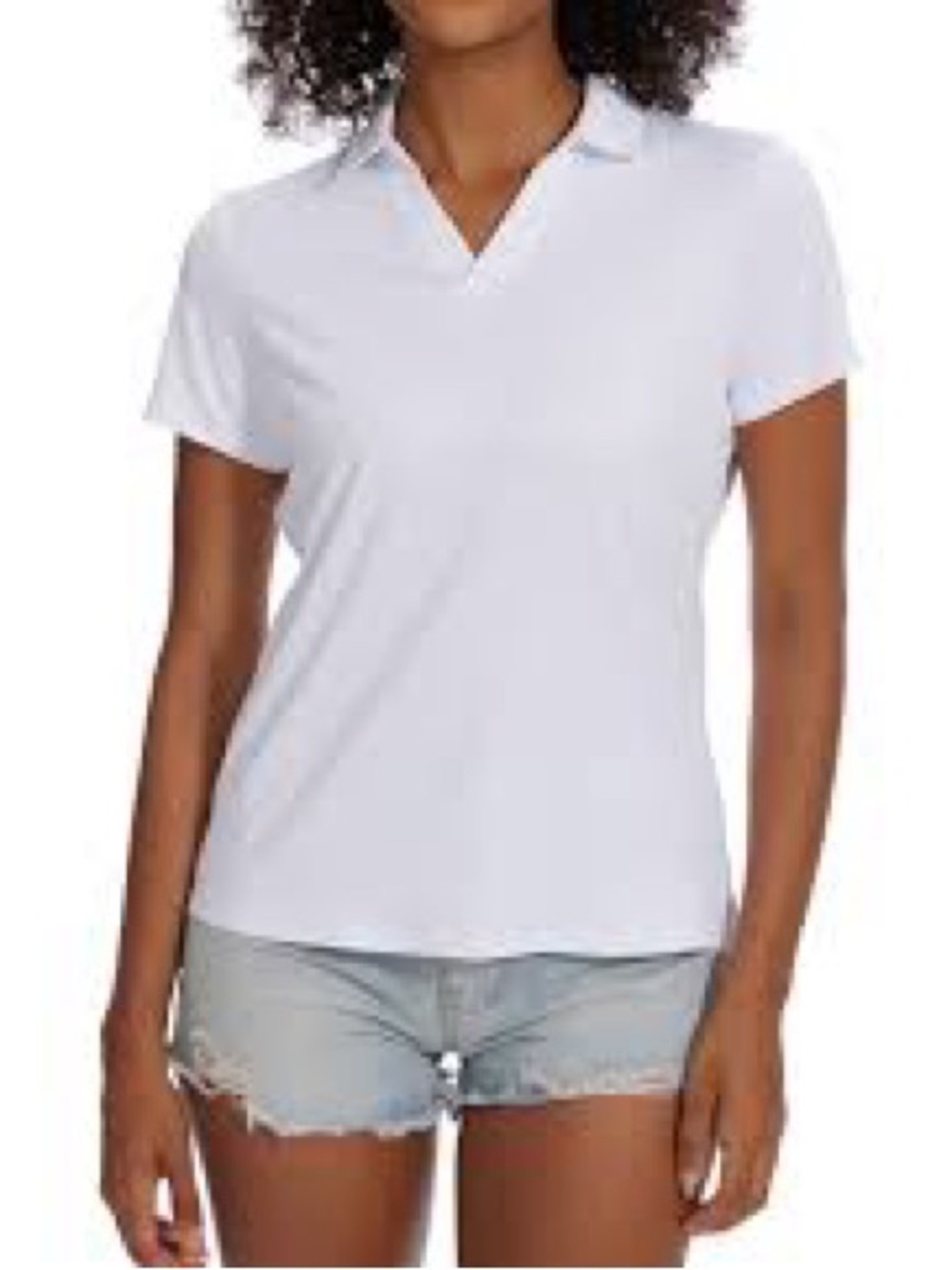Nike Women’s White V-Neck Short Sleeve Golf Polo